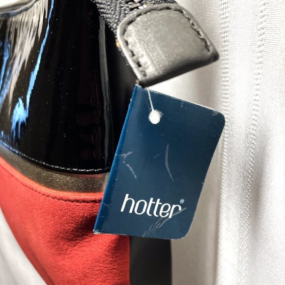 NEW Crossbody / Wristlet from HOTTER "CORA" Black Patent Red Vegan Leather Gold - Picture 5 of 12